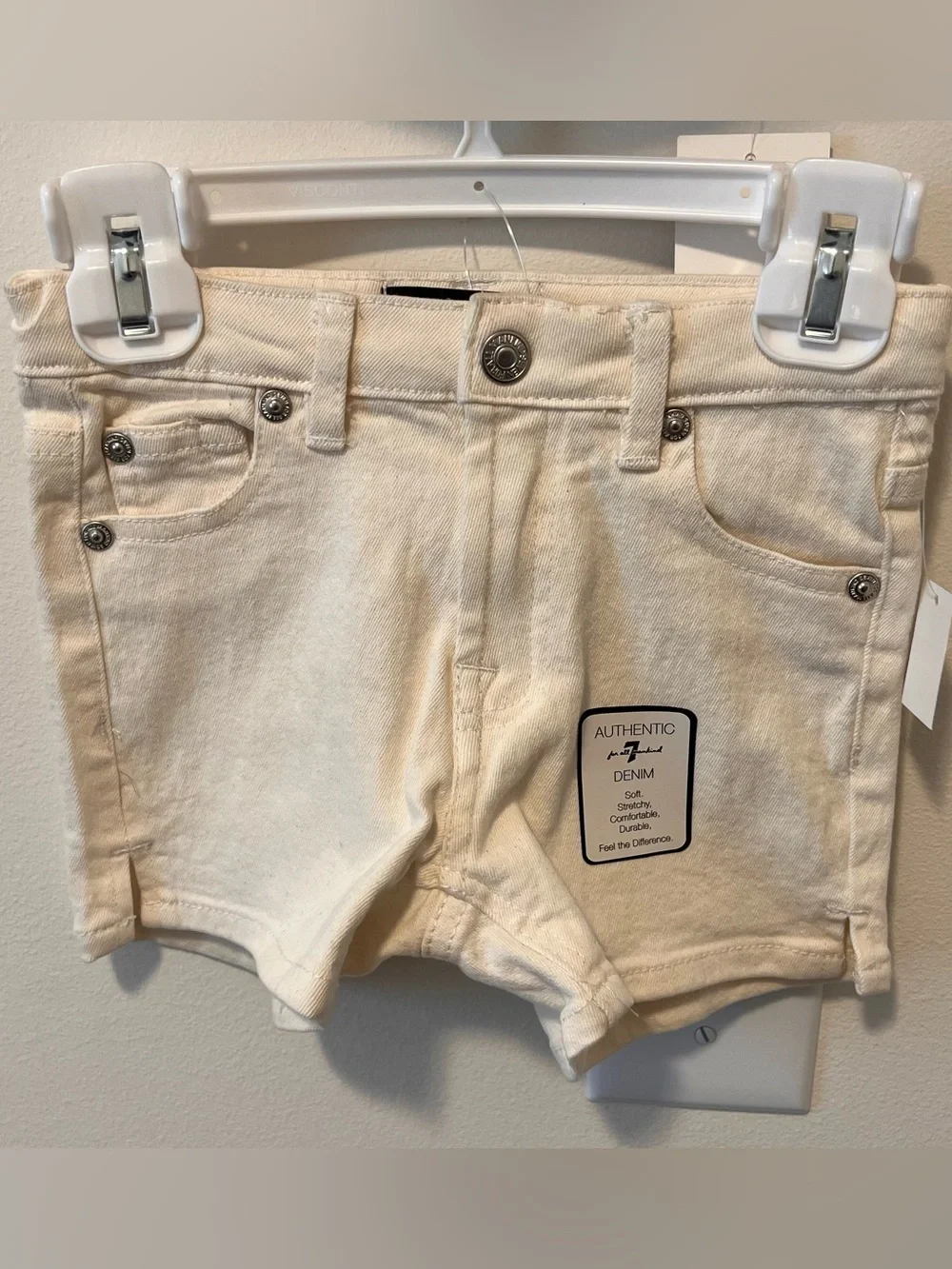 7 For All Mankind Dark Blue Denim Baby Dress with Cream Shorts Size 4 NWT